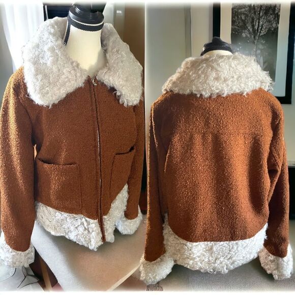 Forever 21 l Sherpa Trim l Brown Jacket l Front Pockets l Lined l XL l EUC - Picture 3 of 11